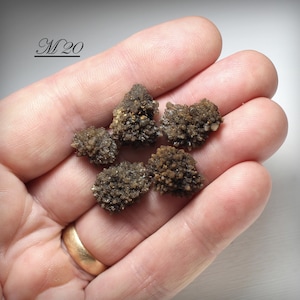 Five Incredible Small Spiky Calcite Crystal Cluster Miniatures, with Bitumen, from Rensselaer, Indiana, USA - Gorgeous and Unique