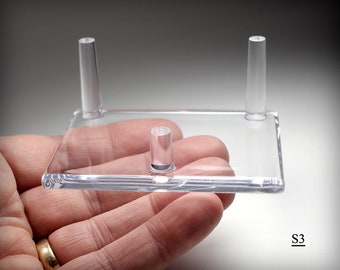 Three Peg Clear Acrylic Mineral Specimen Display Stand (Large Size)