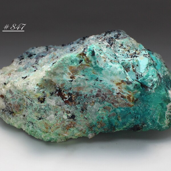 Vivid Blue Chrysocolla, with Cuprite and Calcite, from Tyrone, New Mexico, USA