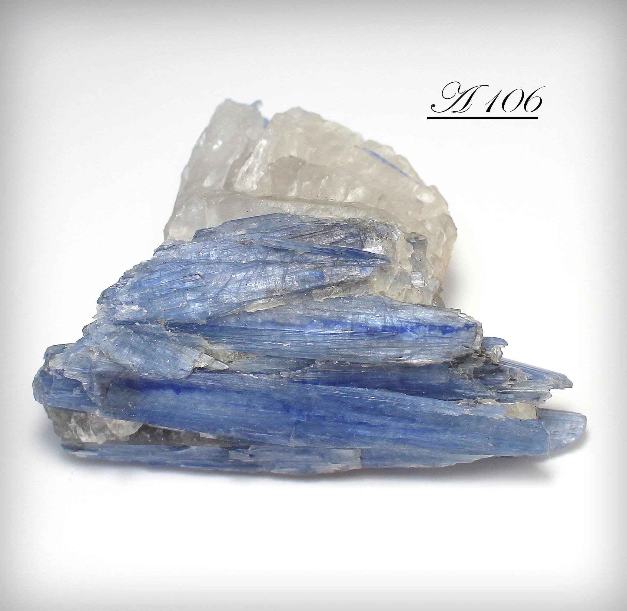 Pretty Bladed Blue Kyanite Crystal Cluster with Quartz - From Minas Gerais, Brazil