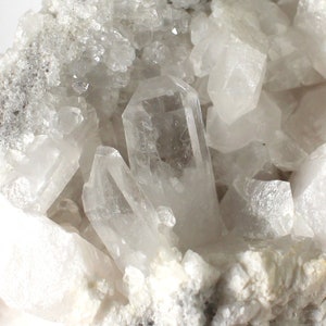 Quartz Crystal Cluster - Two-Sided Sparkly Clear Quartz Mineral Crystal Cluster, from Mt. Ida, Arkansas