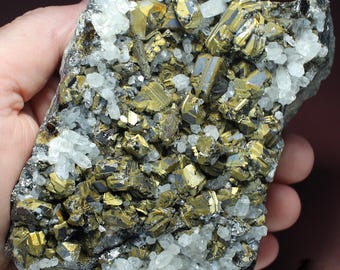 Chalcopyrite Coated Sphalerite with Quartz Crystals Casapalca Mine Peru