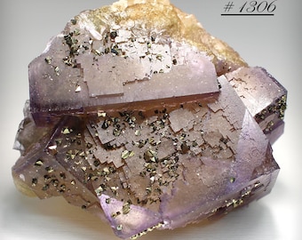 CONNOISSEUR&#39;S CHOICE - Illinois Bi-Color Fluorite with Calcite, and Incredible Chalcopyrite Crystals, from Cave-In-Rock, Illinois, USA
