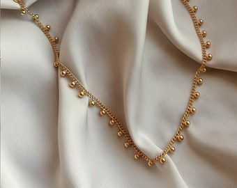 Cute and delicate ball chain choker, bathed in 24k gold or silver, made by hand in Paris, France