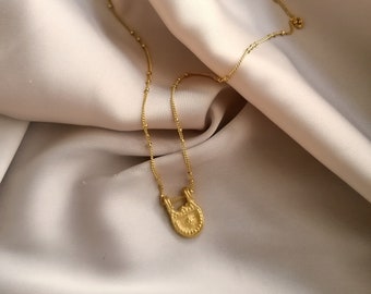 Cute and delicate necklace with an ancient touch, bathed in gold or silver and made by hand in Paris, France