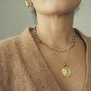 Big Goddess Minerva vintage coin necklace, bathed in gold or palladium, handmade in Paris, France image 8