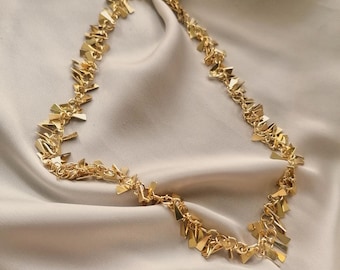 Dangling choker necklace bathed in 24k gold or silver, made in Paris, France