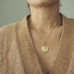Big Goddess Minerva vintage coin necklace, bathed in gold or palladium, handmade in Paris, France image 5