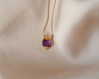 Cute but elegant fine ruby pendant necklace , bathed in 24k gold or silver, handmade in Paris, France