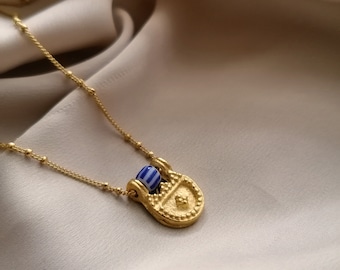 Nice and cute necklace with an ancient touch, bathed in gold or silver and made by hand in Paris, France