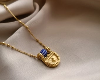 Nice and cute necklace with an ancient touch, bathed in gold or silver and made by hand in Paris, France