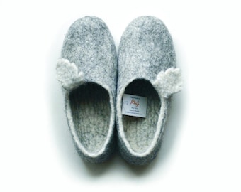 Eco friendly felted slippers- gray