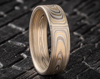 Mokume Gane Vortex Pattern Ring in Flare Palette