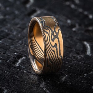 Golden Mokume Gane Flat Band