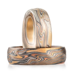 Light and Dark Matching Mokume Gane Twist Set with Kazaru