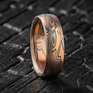 Mokume Gane Ring Wedding Band in Twist Pattern