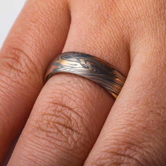 Mokume Men's Classic Star Wedding Band