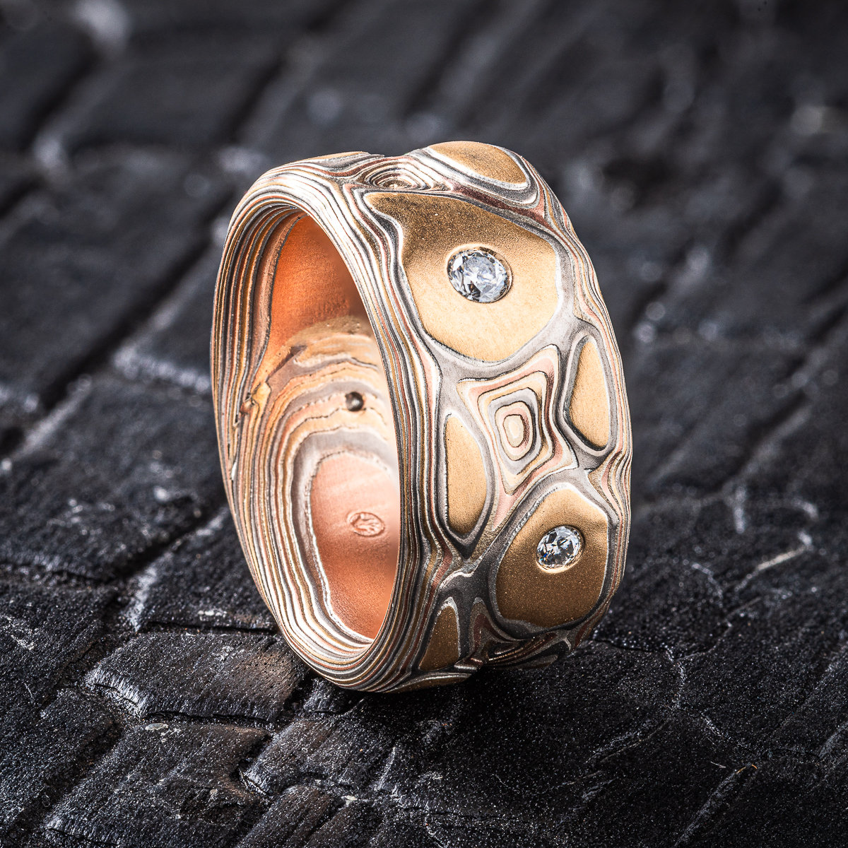 Wide Guri Bori Band with Diamonds