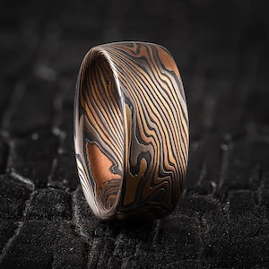 Hand Crafted Mokume Gane Ring or Wedding Band in Twist Pattern