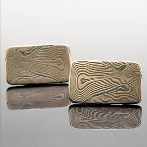 Mokume Metamorphic Cufflinks in Oxidized Fire