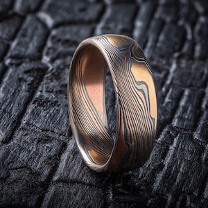 Dark Multi Metal Mokume Gane Twist Ring