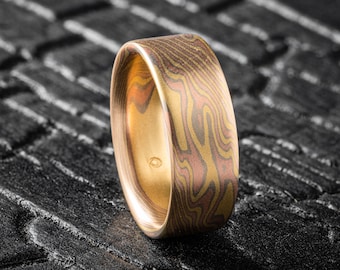 Twist Pattern Mokume Gane Band in 18kt Blaze Palette