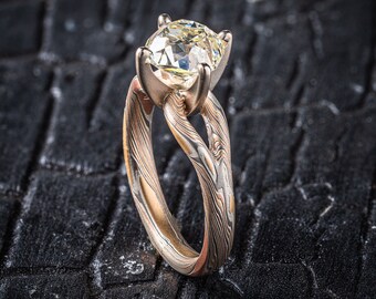 Split Shank Mokume Gane Diamant Ring