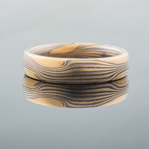 Mokume Gane Wedding Band or Ring in the Flow Pattern with Solid Knots