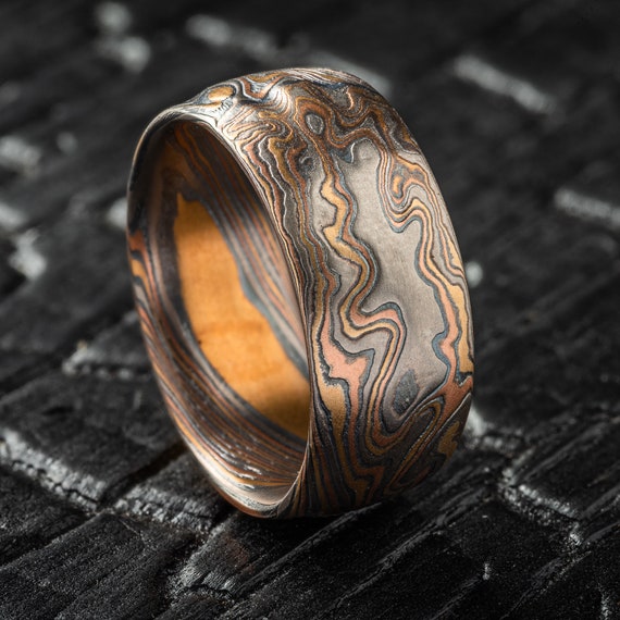 Mokume wedding band deals