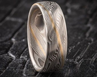 Kazaru Texture Mokume Twist Band in Rauch