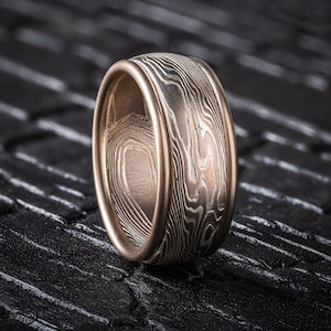 Vintage Aesthetic Mokume Gane Band in White Gold, Palladium and Silver