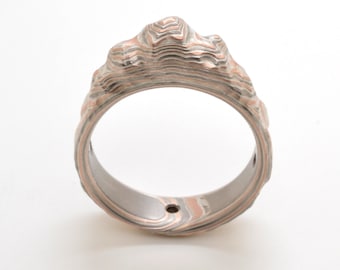 Mokume Guri Bori Mountain Ring in Embers