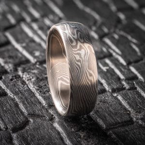 Twist Mokume Gane Band in Palladium and Silver