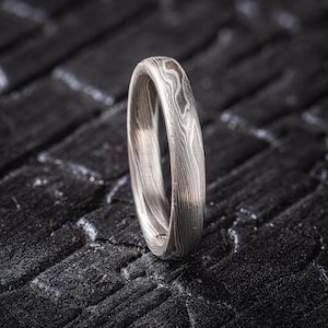 Elegant Platinum Mokume Gane Ring
