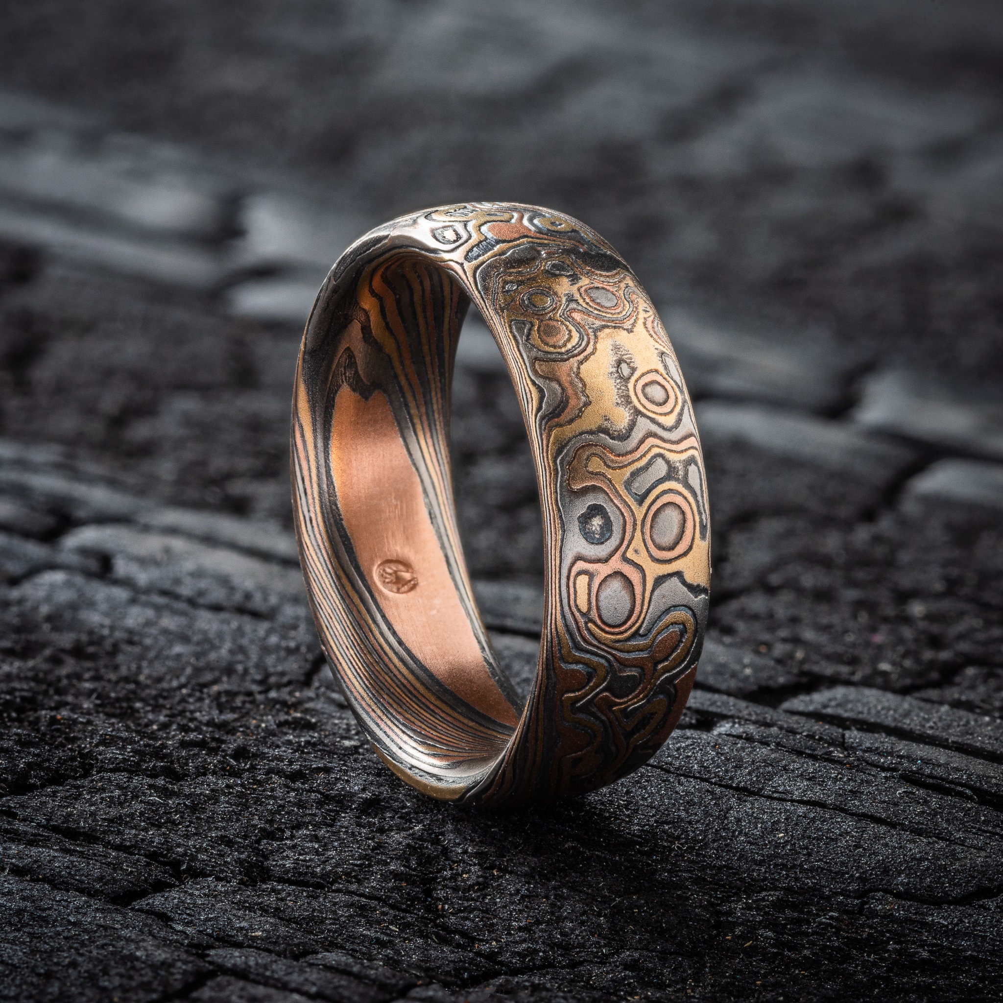 Mokume Gane Ring or Wedding Band in Twist/droplet Pattern - Etsy