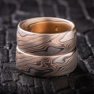 Matching Mokume Gane Wedding Rings