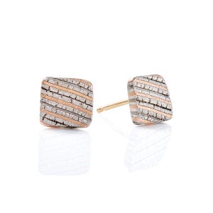 Square Textured Mokume Gane Earrings