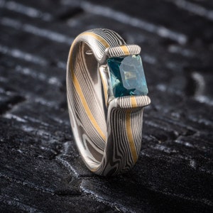 Bloom Style Sapphire Mokume Gane Ring