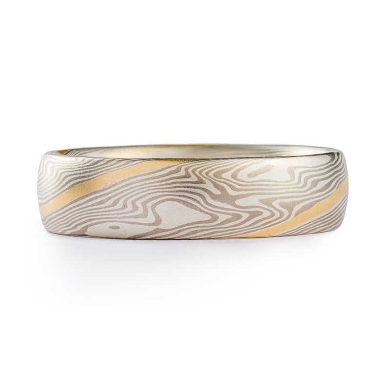 Refined Mokume Gane Ring or Wedding Band in Twist Pattern and As