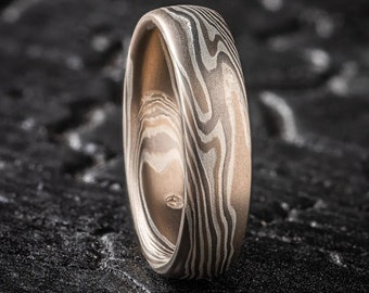 Mokume Band in Rauch Palette und Twist Muster