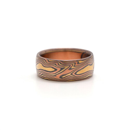 Crafted Mokume Gane Ring or Wedding Band or Ring in Firestorm - Etsy