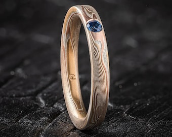 Zierlicher Saphir Woodgrain Ring