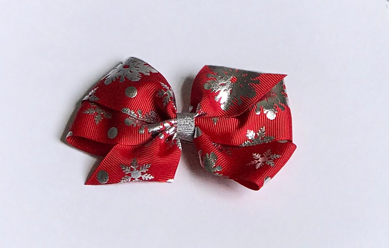 Double plaid Christmas hair bow clip main image 1