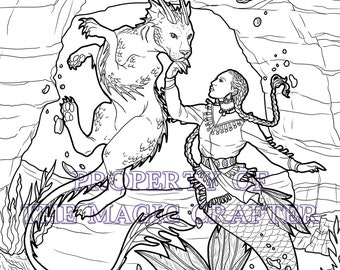 NATIVE AMERICAN MERMAID - Printable Mermaid Coloring Page for Adults (featuring Mishipeshu from Anishinaabe mythology ) - The Magic Crafter