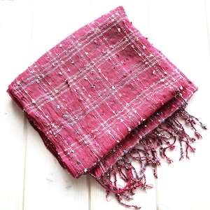 Vintage Schal, Metallic Thread Wrap, Baumwolle Lurex Langer Schal, Boho