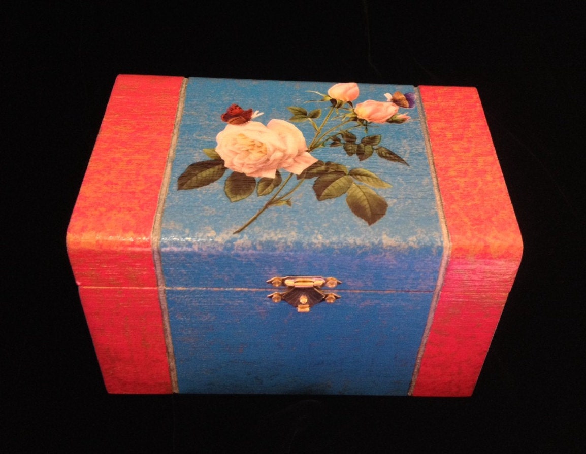 Handpainted & Decoupaged Treasure Box Etsy