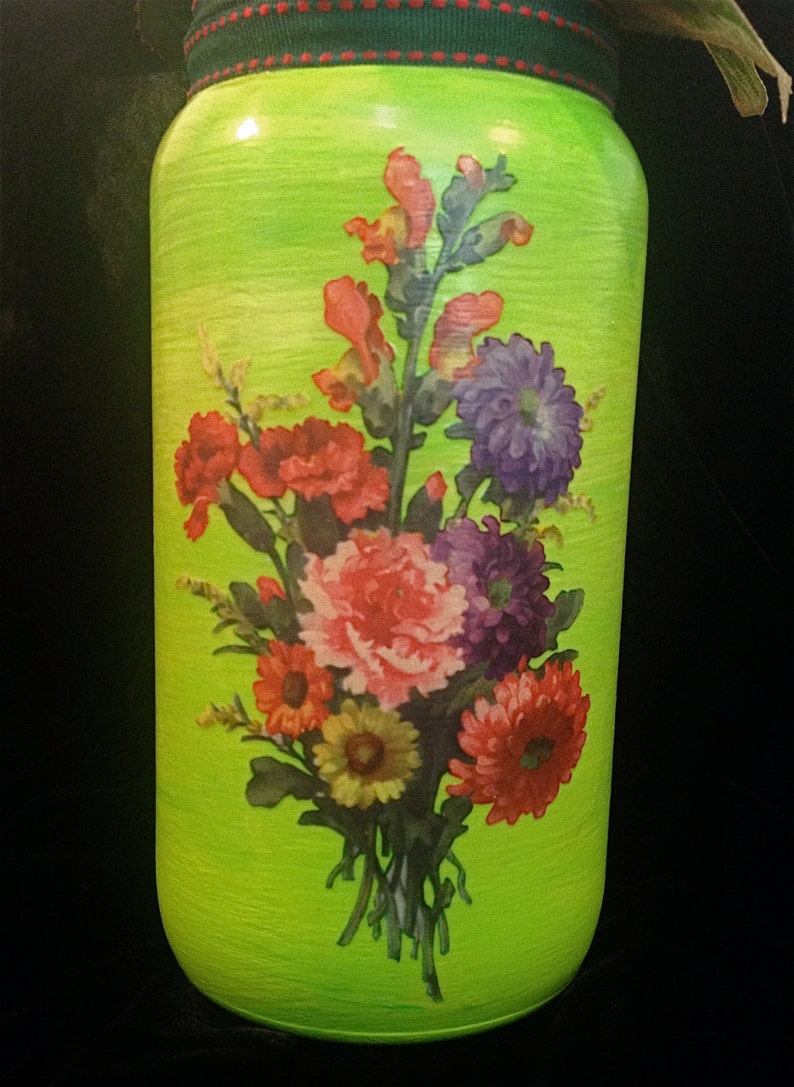 Handpainted & Decoupaged Glass Vase Etsy
