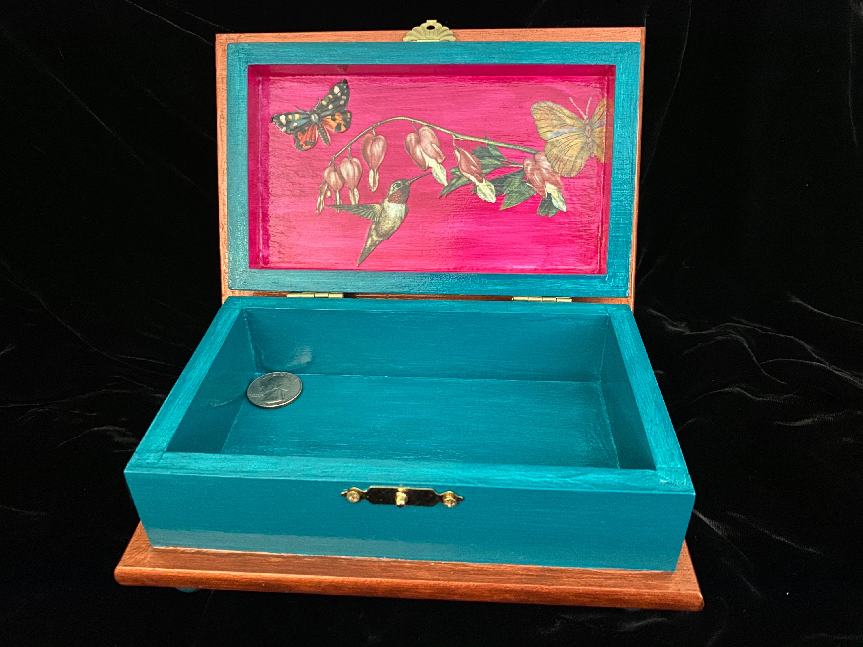 Decoupaged Teal Jewelry Box Etsy Singapore