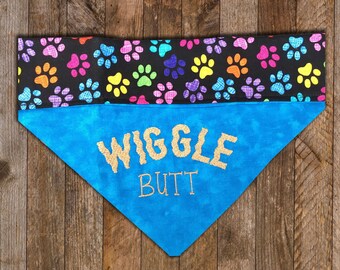 Wiggle Butt Dog Bandana (Over-the-Collar) – Embroidered Funny Pet Scarf – Made in USA
