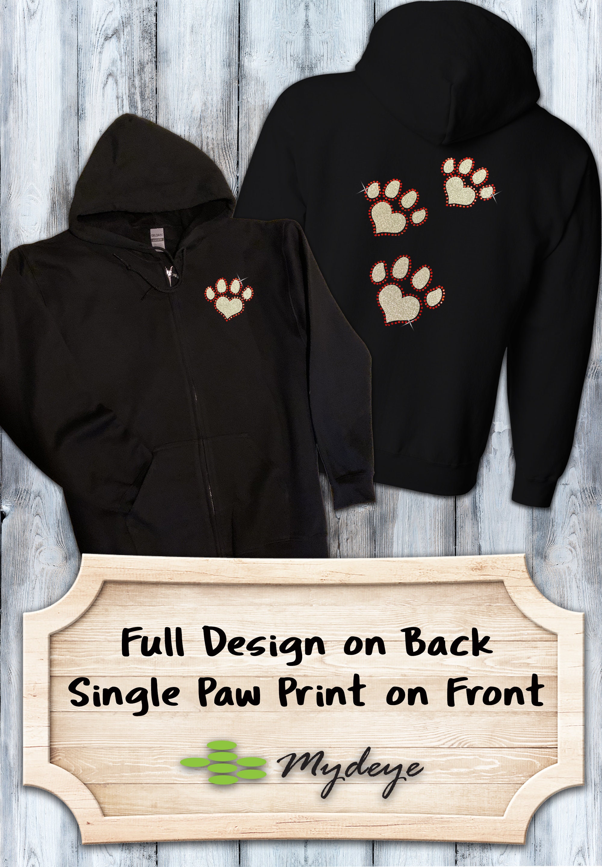 Paw Print Full Zip Hoodie Cute Dog Shirt Dog Person Shirt Etsy